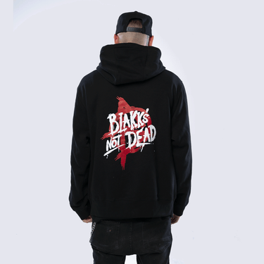 Mikina s kapucí se zipem Blakks Not Dead Black pánská