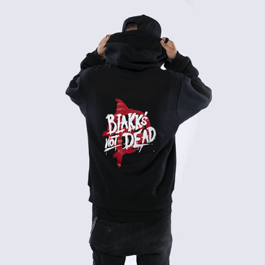 Mikina s kapucí se zipem Blakks Not Dead Black pánská